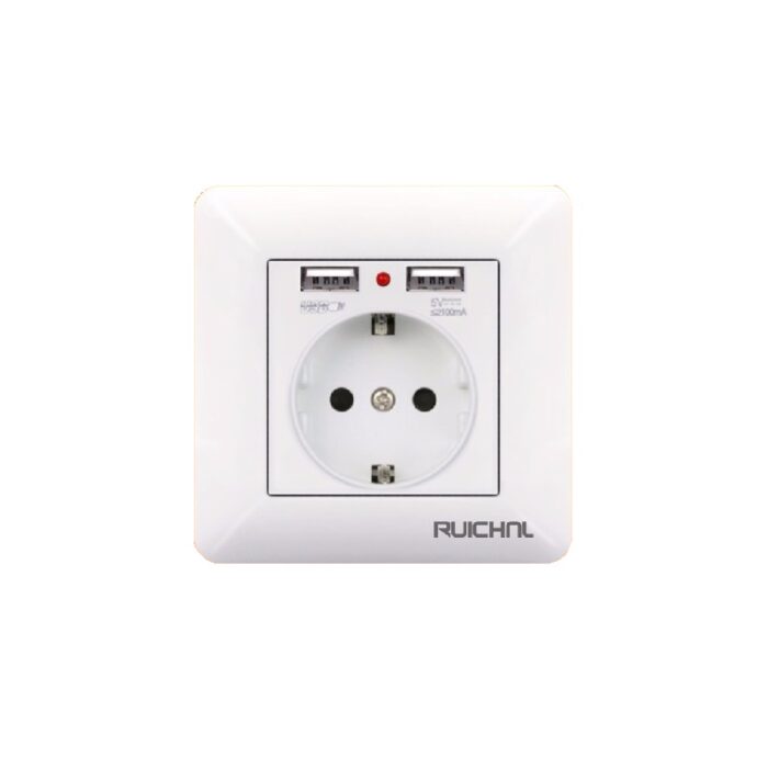 Πρίζα σούκο με 2 θύρες USB - Χωνευτή - 16A - 068509
