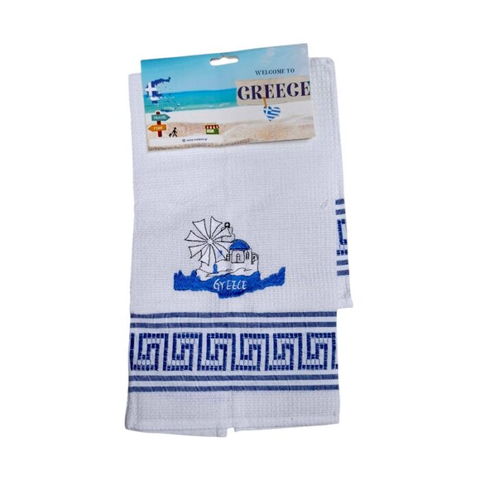 Πετσέτα ποτηρόπανο Souvenir με κέντημα - Σετ 12pcs - Greece - 416051