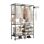 Κρεμάστρα δαπέδου με ράφια 2 στηλών - YH6602-2 - 114043 - Black